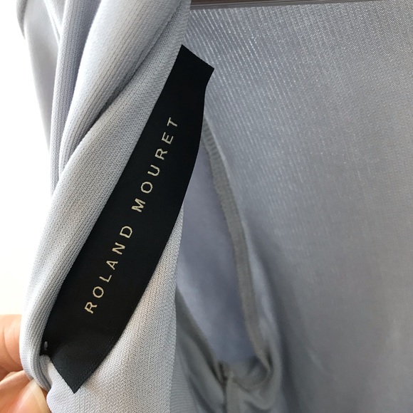 Roland Mouret pale blue long sleeved draped back top - Picture 12 of 16